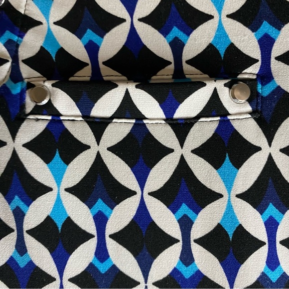 White House|Black Market Dress Womans Medium Collard Chain V Neck Geometric Blue - Picture 5 of 9